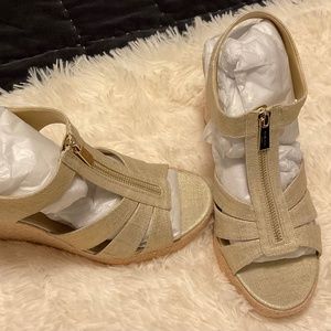 Michael Kors Berkley Canvas Front Zip Platform Wedge